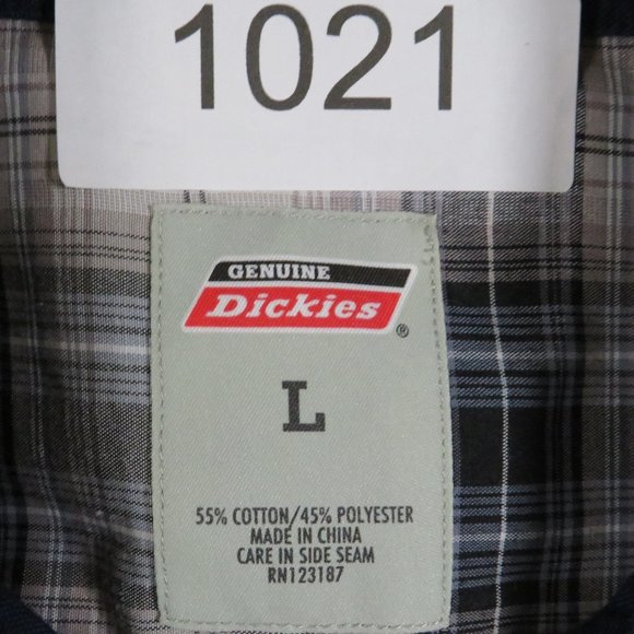 Dickies* Men's Short Sleeve Button Down Curved Hem Chest Pocket Shirt~Size Large - Picture 3 of 9